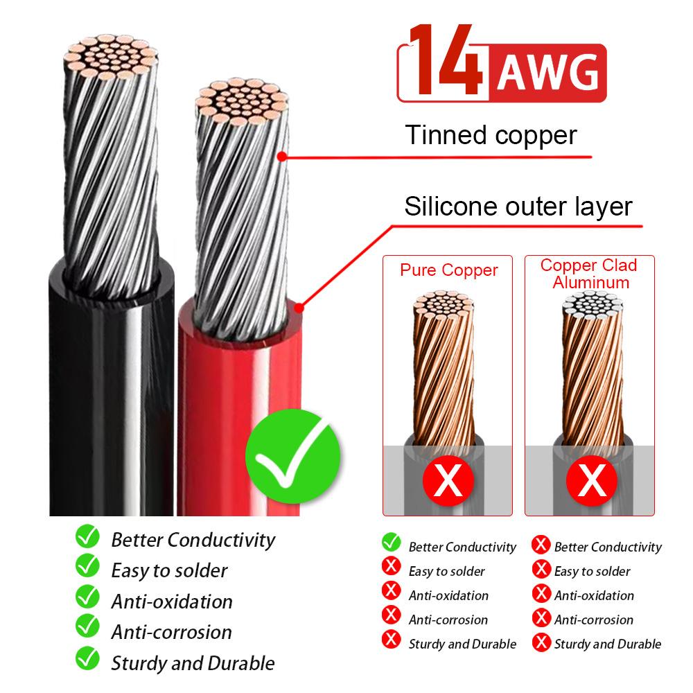 XT60 Male/Female Connector Plug with 15CM 14AWG Silicone Tinned Copper Wire Dual Extension Cable Adapter for Car Power Battery