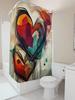 Abstract Geometric Heart Shower Curtain - Waterproof, Mildew-Resistant, Machine Washable For Contemporary Bathroom Decor