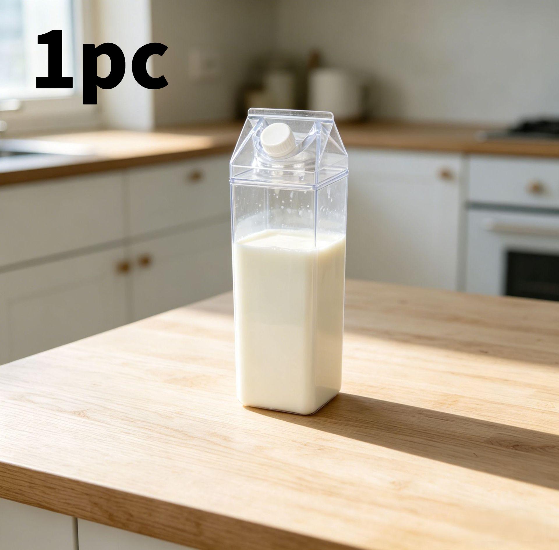 1000ml leak proof square milk bottle, transparent plastic bottle, portable juice cup, suitable for travel and family use 1.0L