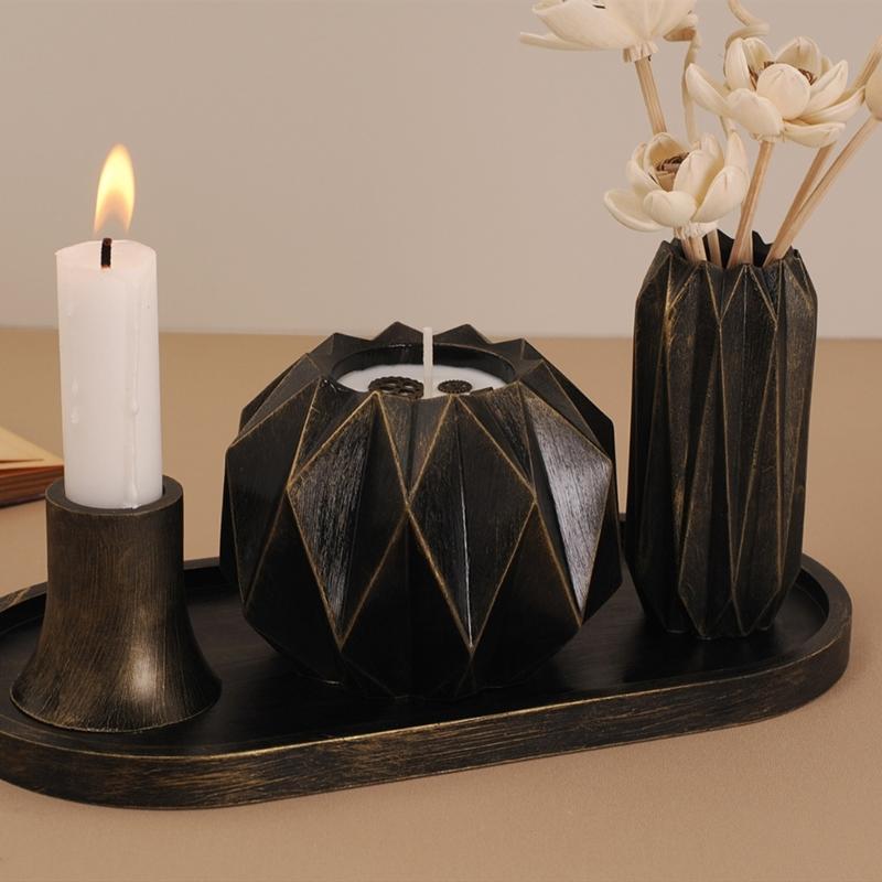 Stylish Vase Candlestick and Storage Jar Mould Multifunctional Candle Base Mould Unique Tabletop Decoration Making Mold