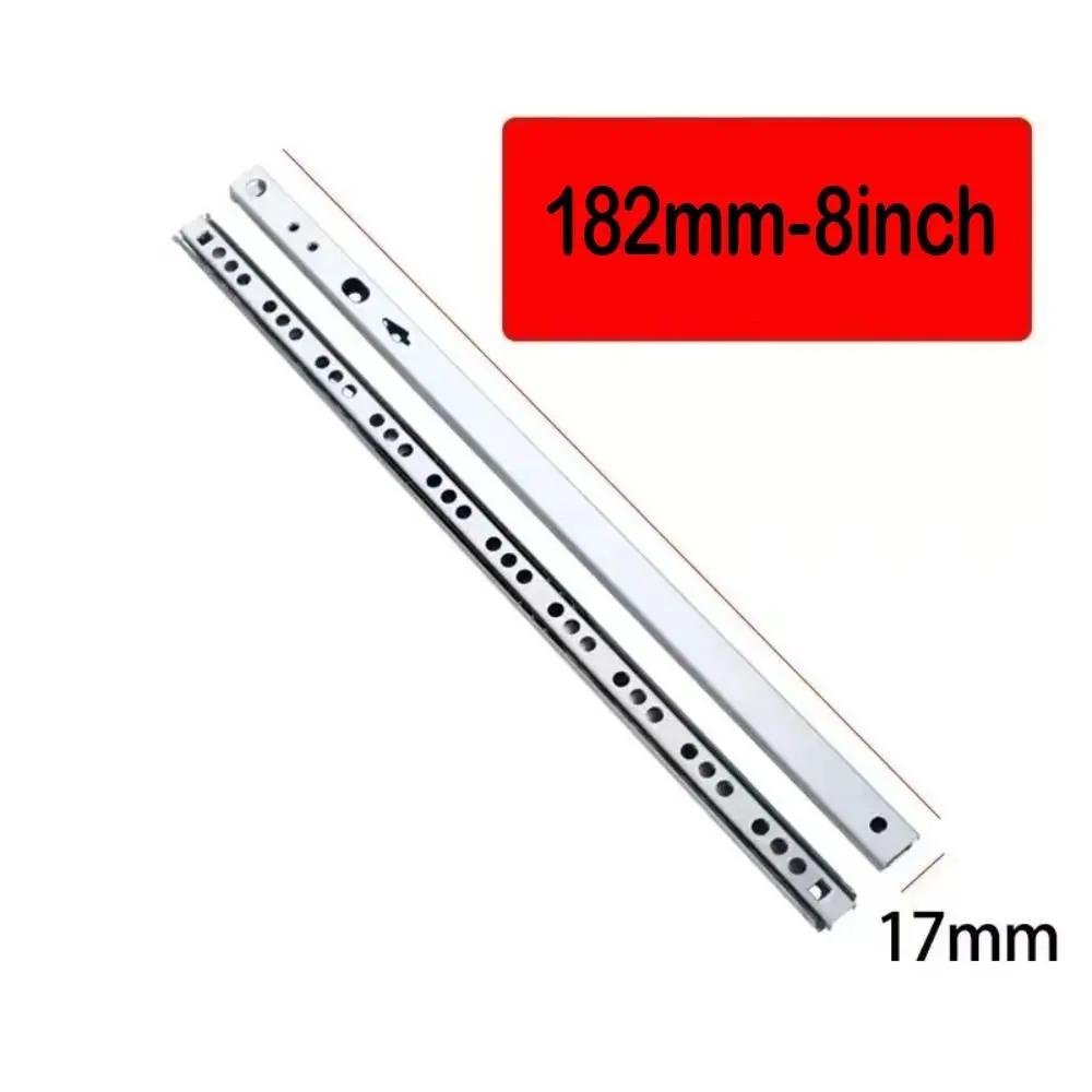 2PCS Smooth Glide Bearing Drawer Slides 17mm Wide Hardware Accessories Drawer Glides Full Extension 8"-17" Drawer Rail Cabinet