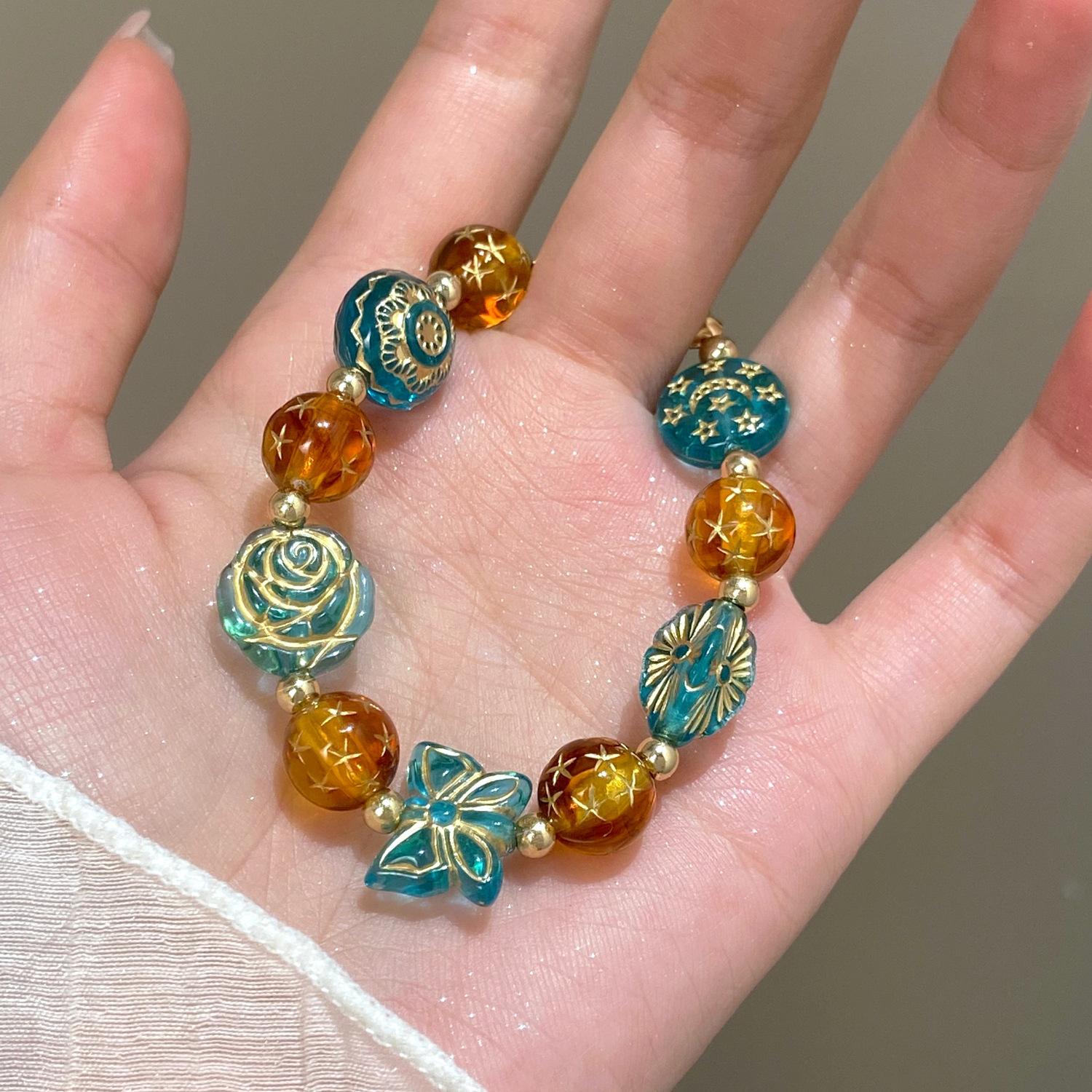 

Retro Ethnic Style Flower Butterfly Bead Bracelet For Women 1 pcs