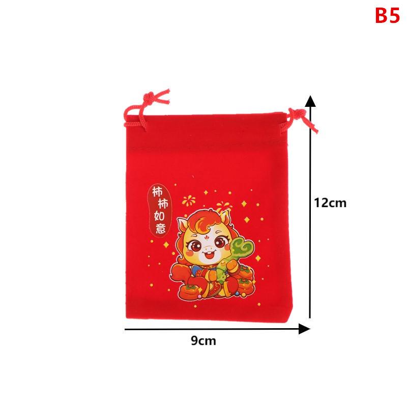 1 Stk. Rote Beutel Jahr des Pferdes Kordelzug Chinesisches Tierkreiszeichen Geschenkbeutel Süßigkeiten Snack Verpackungsbeutel China Neues Jahr Partygeschenke Dekoration