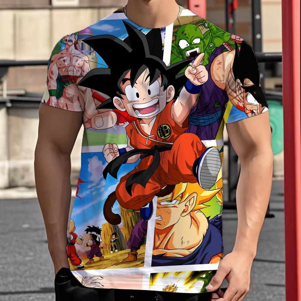 2025 New Fashion Dragon Ball 3D  Summer Short Sleeve O-Neck Goku Vegeta Men's Casual Shirt Boys