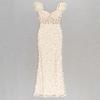 Elegant European & American Lace Fishtail Evening Dress with Feather Strap - Slim Fit, Sophisticated Socialite Style.