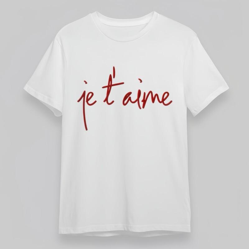 

Men s Plus Size Classic T-Shirt French I Love You Handwritten Print Cotton Tee L