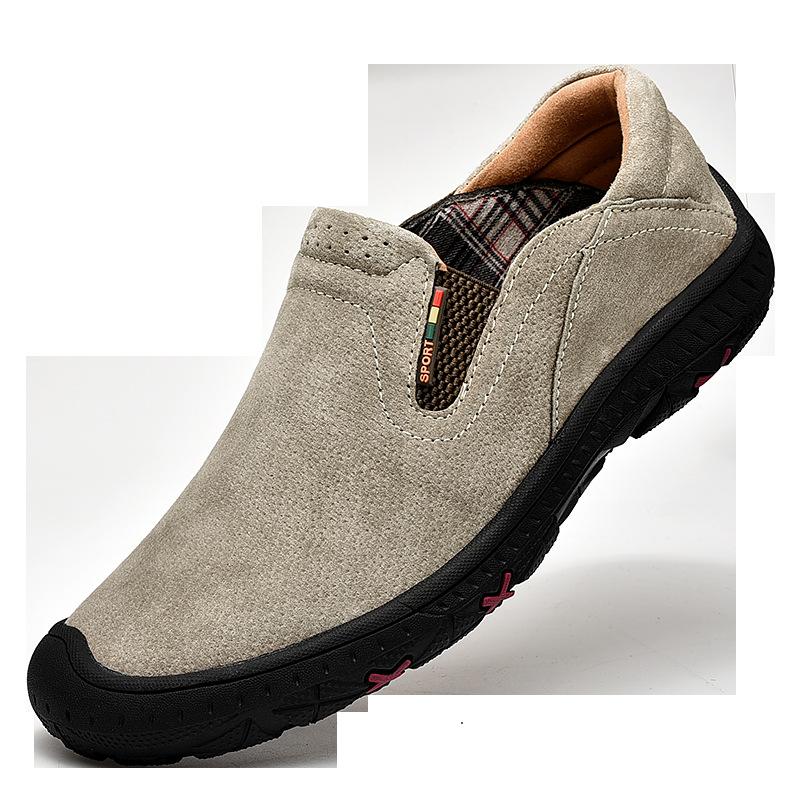 

Большие размеры, повседневная мужская обувь ручной работы из замши и кожи с гладкой поверхностью, простая обувь для отдыха на открытом воздухе на все времена года 38 хаки