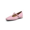 Four Seasons Wear Women's Flat Shoes Casual Square Head Single Shoes Women's Solid Color Low Heel Large Size Shoes Sleeve Square Heel New Women's Shoe