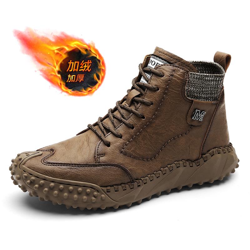 Fashion New Winter Waterproof Men Plush Warm Snow Boots Outdoor Non-slip Men Ankle Work Boots Men's Motorcycle Botas Hombre