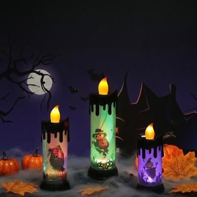 Bougie Électronique, Bougie LED Amusante et Effrayante pour Halloween, Flamme Réaliste Vacillante 3 Couleurs, Lumière Sûre à Piles pour Décoration de Fête, Ornement de Bureau