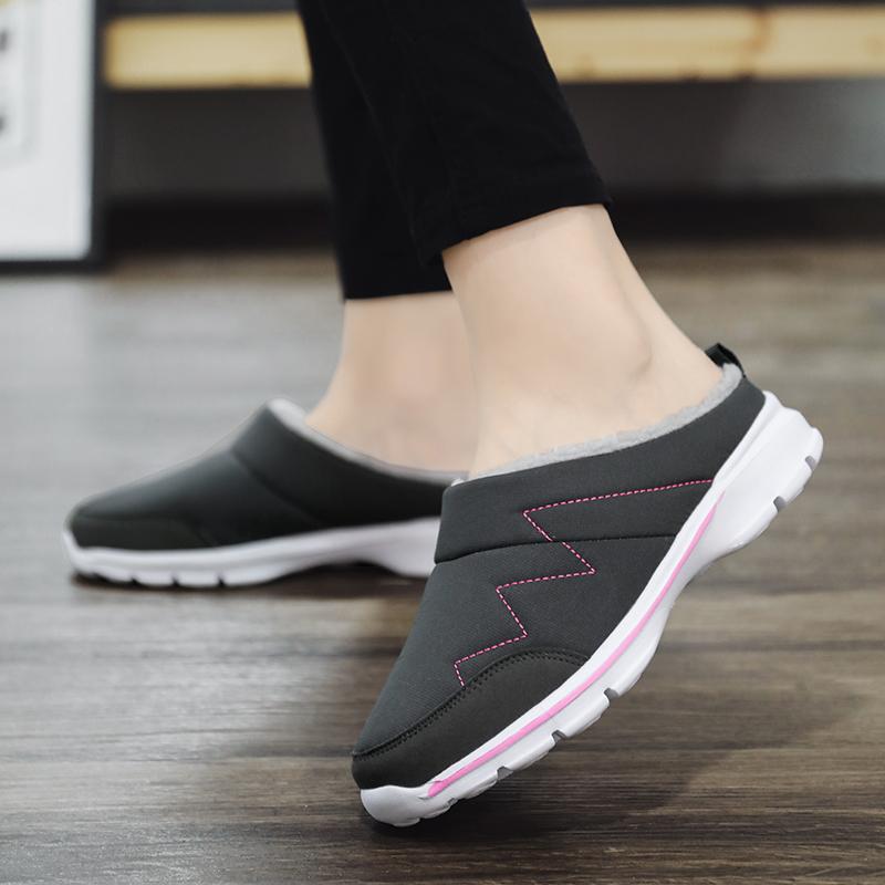 Men Women Plush Slippers Winter Indoor Outdoor Walking Shoes Warm Casual Flats Cotton Shoes Big Size 36-48