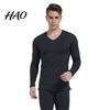 Thermal Suit 2 Pcs/Set Winter Men Underwear Set V Neck Plush Lined Seamless Long Outfit Sleeve Warm Slim Fit High Elastic Cold Weather Pajamas