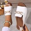 Women Slippers Summer New Metal Button Shoes Wedge Beach Sandals Women Outside Platform Leisure Slippers Slides Women