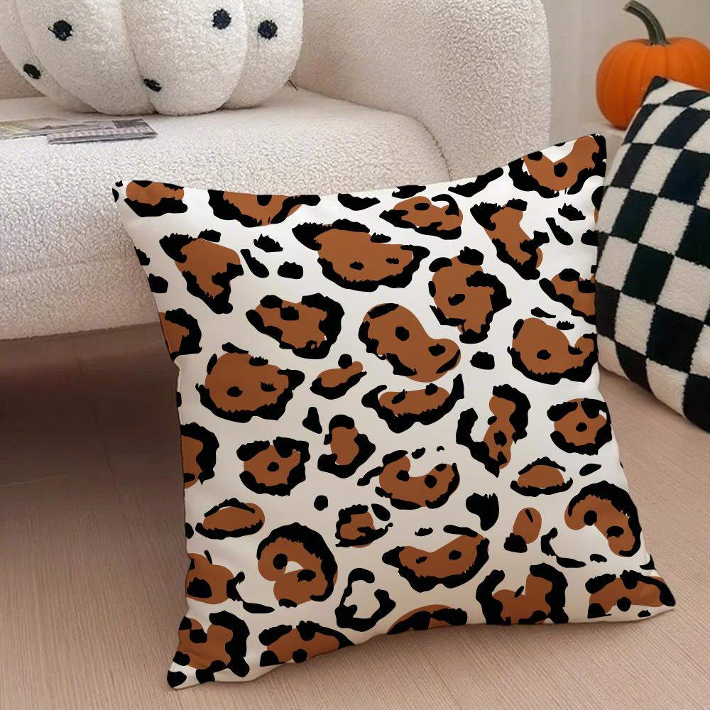 Trendy Fashion Art Leopard Print Texture Cushion Cover Throw Pillow Cover Hidden Button Durable Polyester Chair Cushion