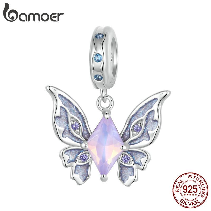 BAMOER 925 Sterling Silver Magic Butterfly Charms Sun and Moon Beads Fit Women Original Bracelets DIY Jewelry