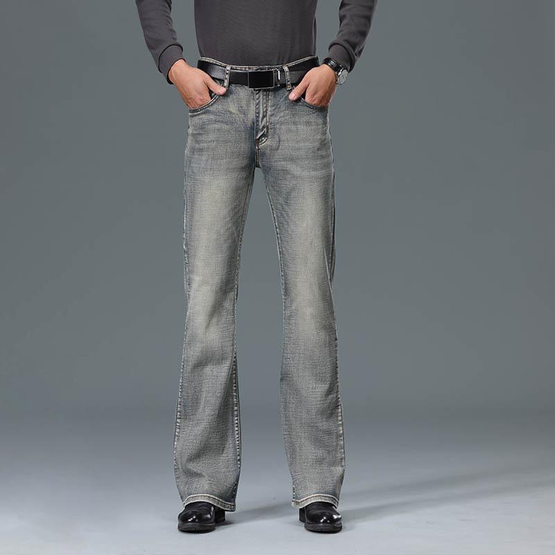 Herren Mid-Rise Loose Stretch Jeans Klassisches Design Schlagjeans