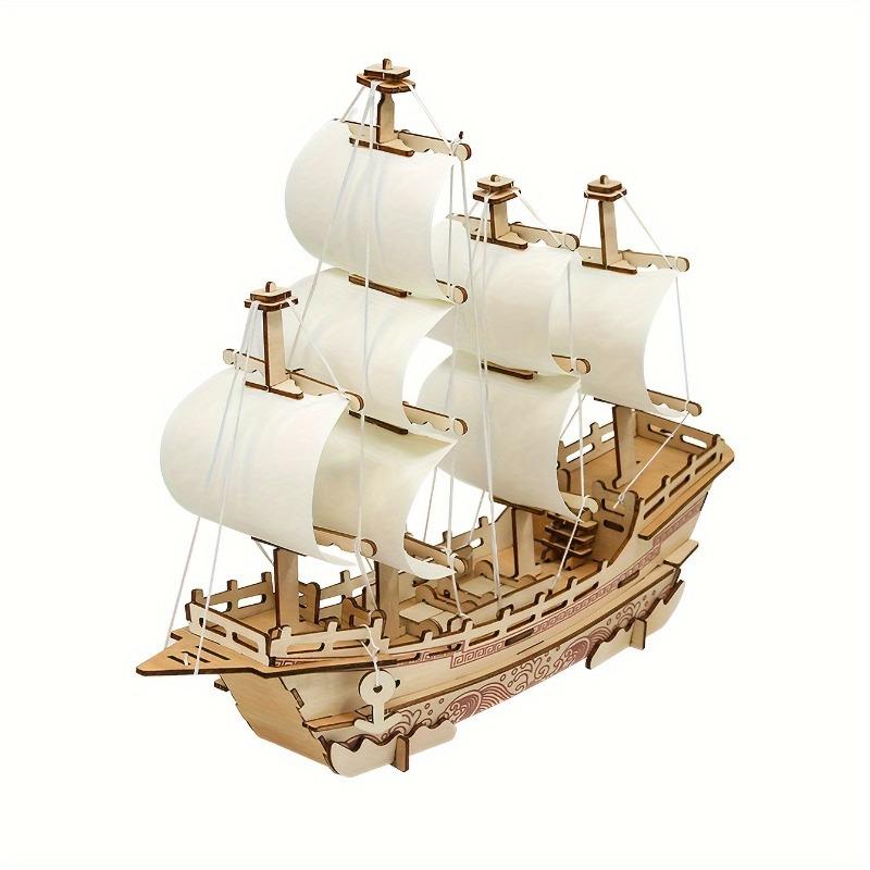 Handcrafted 3D Wooden Ship Puzzle - Educational Art & Craft Kit, Ideal Gift for Friends and Family, Perfect for Room Decor