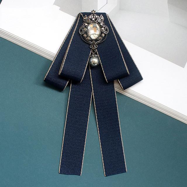 

Женский черный галстук-бабочка из ленты для женщин, жемчужный кристалл, кулон, броши, булавка, рубашка, профессиональный костюм, галстук-бабочка, украшение для одежды