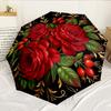 Roses And Berries Design 8-Frame for Travel, Camping, Casual Lightweight Portable Umbrella, Essential for Every Family Holidays Birthday Gift