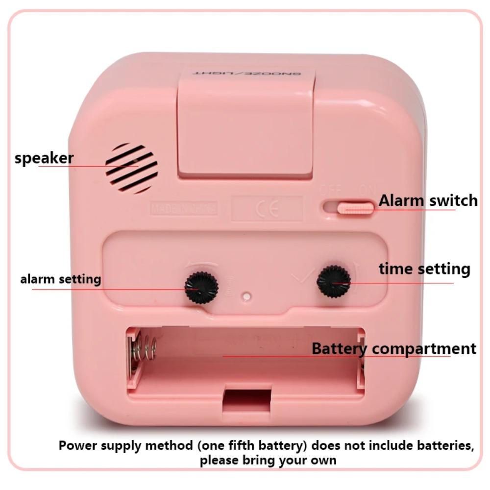 Simple Night Light Small Alarm Clock, Bedside Desktop with Snooze Function Household Creative Plastic Quartz Clock