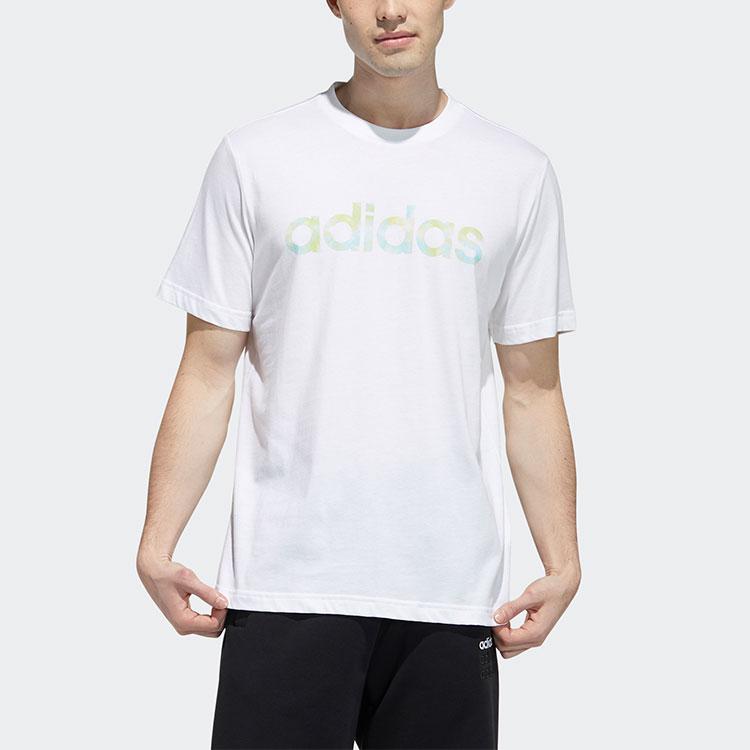 Adidas Neo Tie-Dye Logo Print Sports Crew Neck T-Shirt Men Tops White GP4876