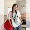 Korean Version of the New Cute Puppy Print Design Sense Slim and Thin Short-sleeved T-shirt Women's Super Good-looking Top