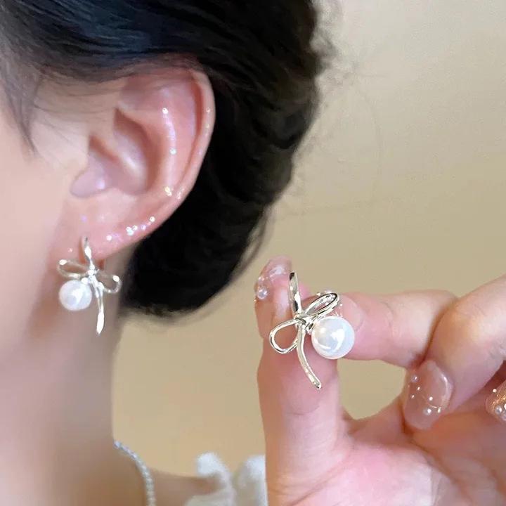 Square & Round Pearl Tassel Earrings for Women - Elegant, Versatile, Niche Design, Exquisite Accessory