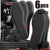 6 pçs palmilhas desodorantes de carvão de bambu malha respirável absorver-suor almofadas de sapato masculino correndo sapatos esportivos inserção desodorante palmilha