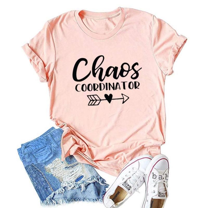 

Women s Chaos COORDINATOR Letter Casual Short Sleeved T-shirt 6XL