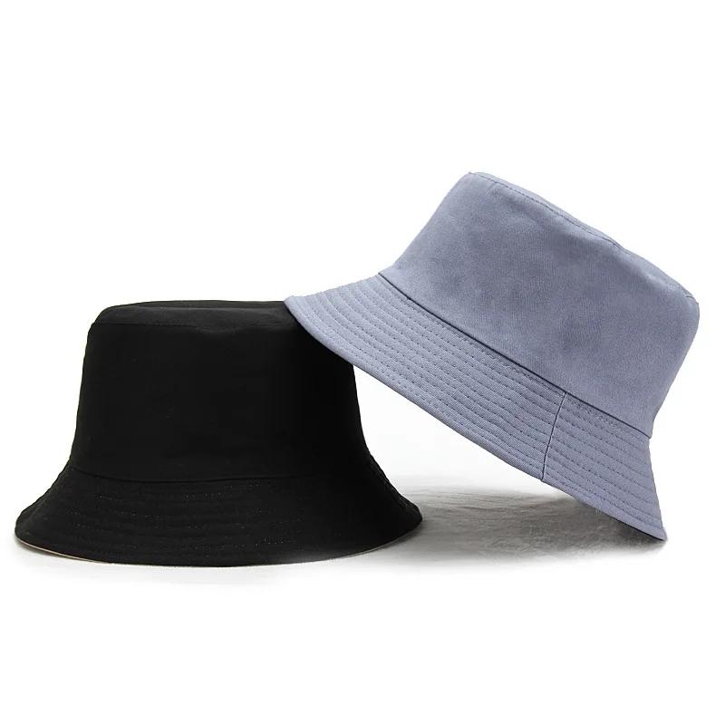 Spring and Summer Cotton Solid Double Sided Bucket Hat Fisherman Outdoor Travel Hat Sun Cap for Men and Women 282