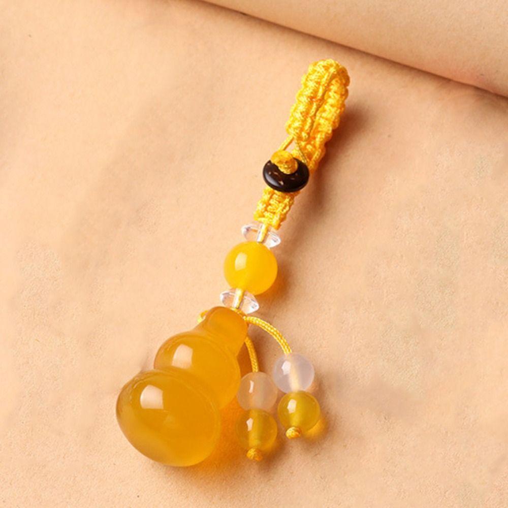 

Good Moral Gourd Keychain Chalcedony Gourd Keychain Pendant Safety Decoration жёлтый