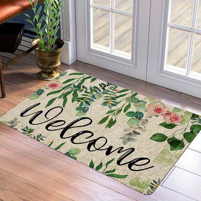 1Pcs Anti Fatigue Kitchen Rugs,   Fresh Flower Print Waterproof Non-Slip Thick Cushioned Kitchen Mat Heavy Duty Comfort Standing Mat for Kitchen