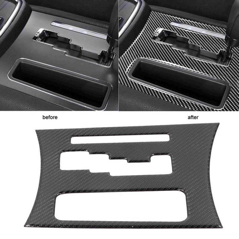 Decoração do Painel de Engrenagens do Console Central em Fibra de Carbono para Dodge Charger 2011 2012 2013 2014 Carro