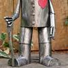 Vintage Tin Man Garden Ornament Weather-resistant Love Heart Soldier Statue Sculpture Outdoor Yard Art Decoration Ornament