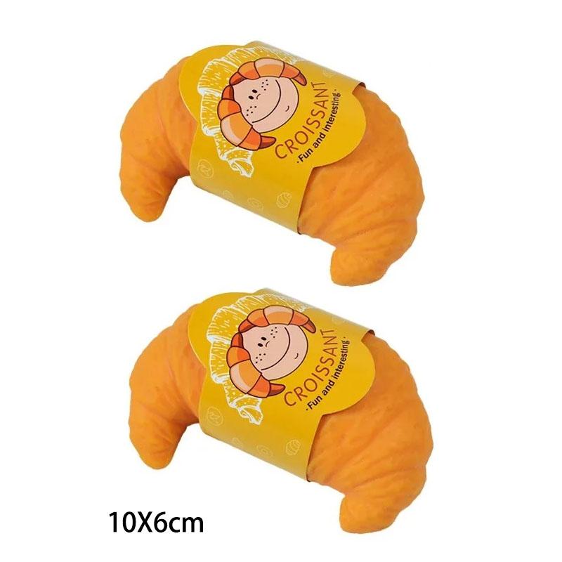 Soft Croissant Toast Sliced Shape Bread Stress Toy Anxiety Relief Fake Food Toy for Kids Adult Tricky Funny Birthday Gifts