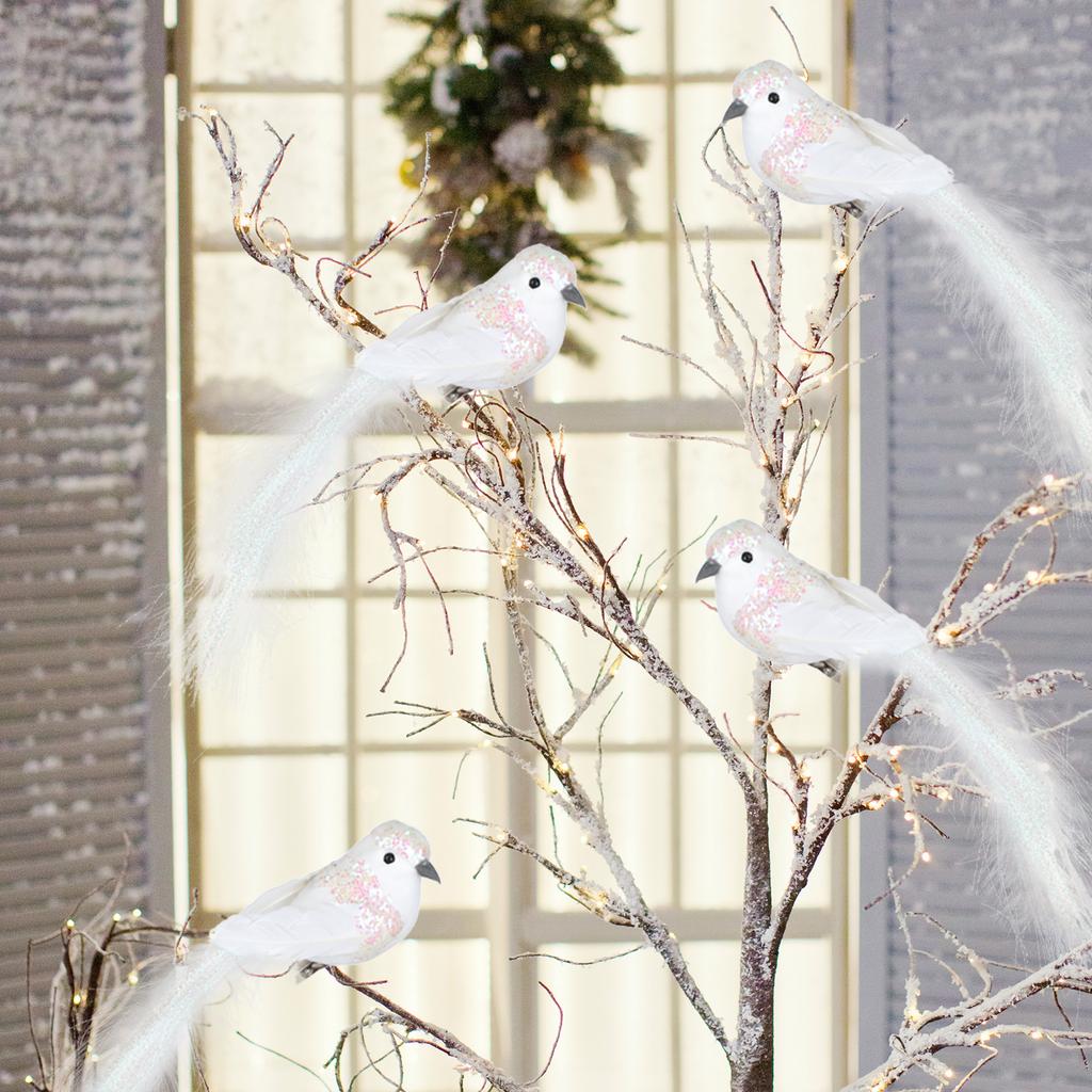 Beautiful Fake Feathers Artificial Bird 12pcs Christmas Tree Birds With Clip Xmas Pendant Drop Ornaments Home Garden Decoration