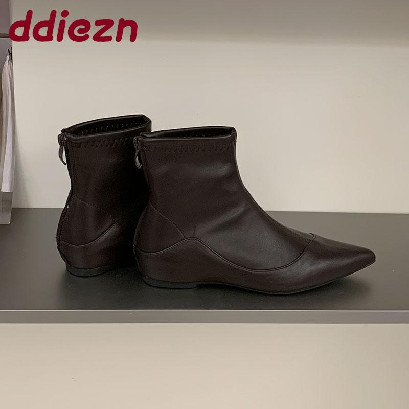 Mode Schuhe mit Höhenerhöhung Damen Ballerinas Stiefeletten Damenmode Spitz Zehenbereich Moderne Damen Kurze Stretchstiefel Schuhe Dame