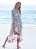 European & American Chiffon Print Beach Robe - Plus Size Bikini Cover-Up & Sun Protection Dress for Women