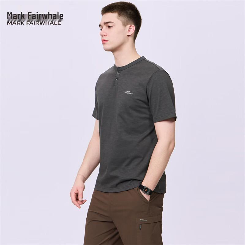 

Mark Fairwhale Men s Pure Cotton Embroidered Henry Collar T-shirt L
