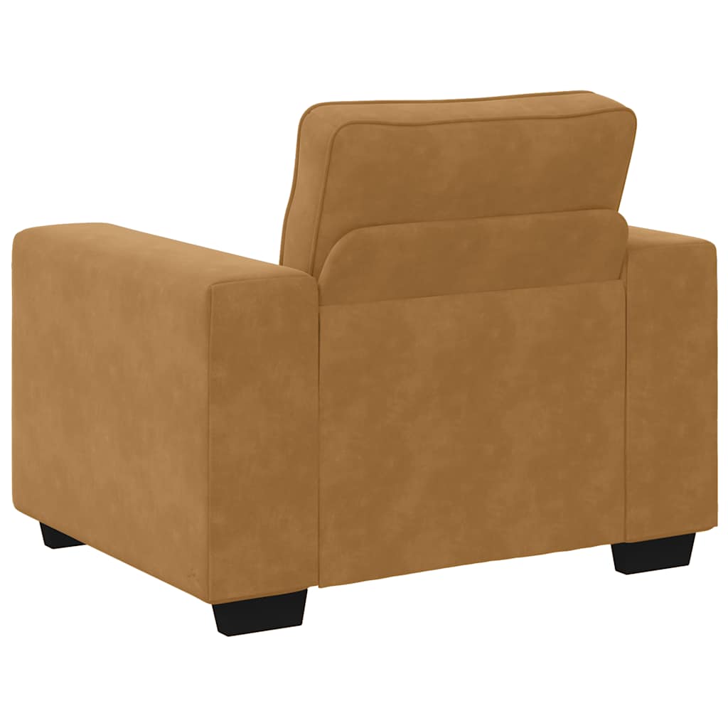 3 Piece Sofa Set with Cushions Brown Velvet