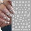 4 Sheets Christmas Nail Stickers for Nail Art 3D Self-Adhesive White Snowflake Nail Art Stickers Winter Xmas Tree Elk Design French Tip Nail Decals