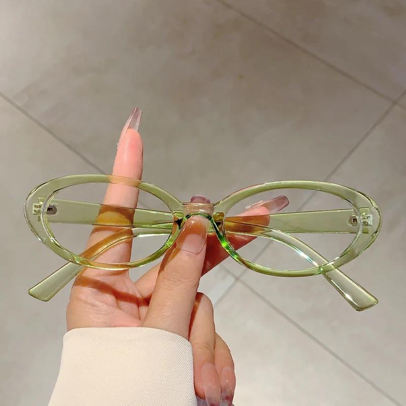 Oval Optical Frames Women Fashion Vintage Candy Color Decor Glasses Trendy Korean Style Non-prescription Casual Eyewear