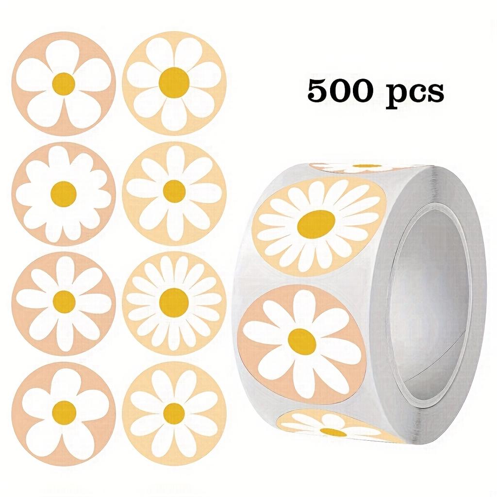 Copper Plate Self-adhesive Labels Small Daisy Sticker Hand Account Decoration DIY Reward Sticker Wedding Seal Sticker