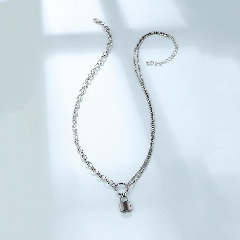 Stylish Alloy Lock Pendant Choker Necklace For Women Featuring Trendy Geometric Style
