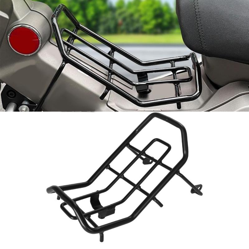 Black Metal Motorcycle Cargo Rack for CT125 2020-2023 JA55/JA65, Featuring Open Tubular Construction and Attachment At Existing Motorcycle Mounting