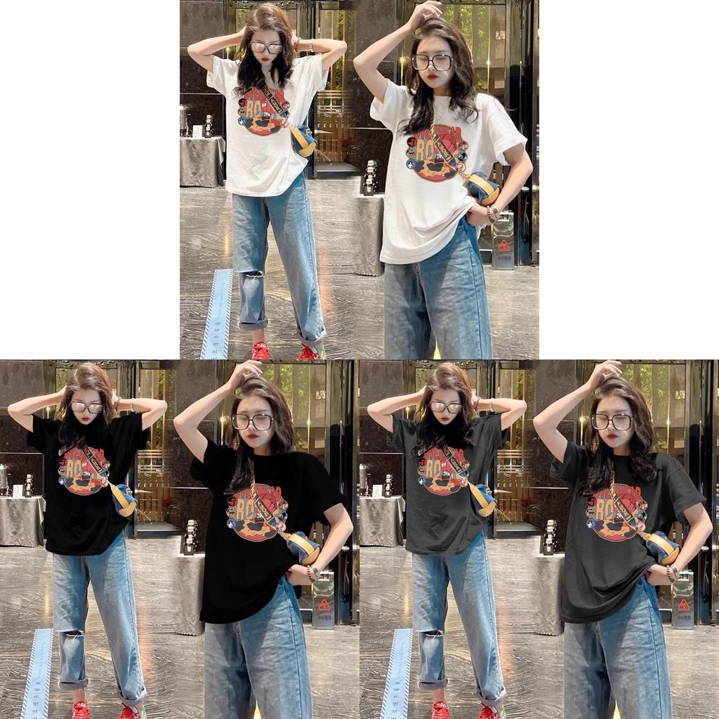 Streetwear T Shirt For Women With Cotton Fabric And Vintage Print For Casual Spring Summer Wear