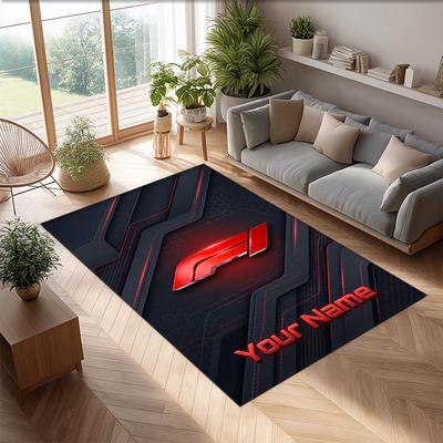F1 Crystal Velvet Rug, Custom Name Text Personalized Non‑Slip Floor Mat for Home Decor Gift