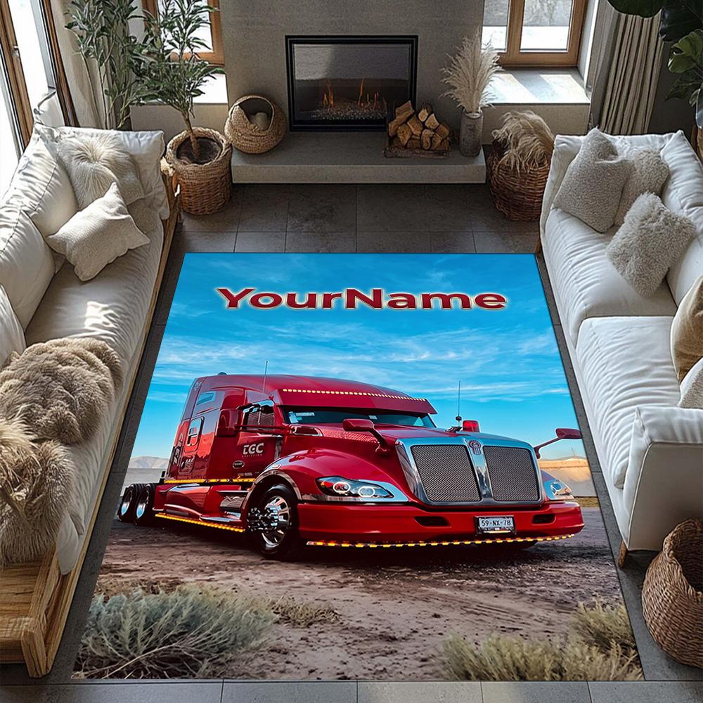 Peterbilt Heavy Trucks Personalized Name Floor Rug Office Rug Perfect for Hallway Entryway Decorate room Kitchen Antislip Carpet Decorate Offices