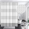 White Grey Striped Waffle Shower Curtain Farmhouse Plaid Patchwork Stall Bath Curtain Rustic Boho Neutral Bathtub Curtain for Kids Bathroom Decor