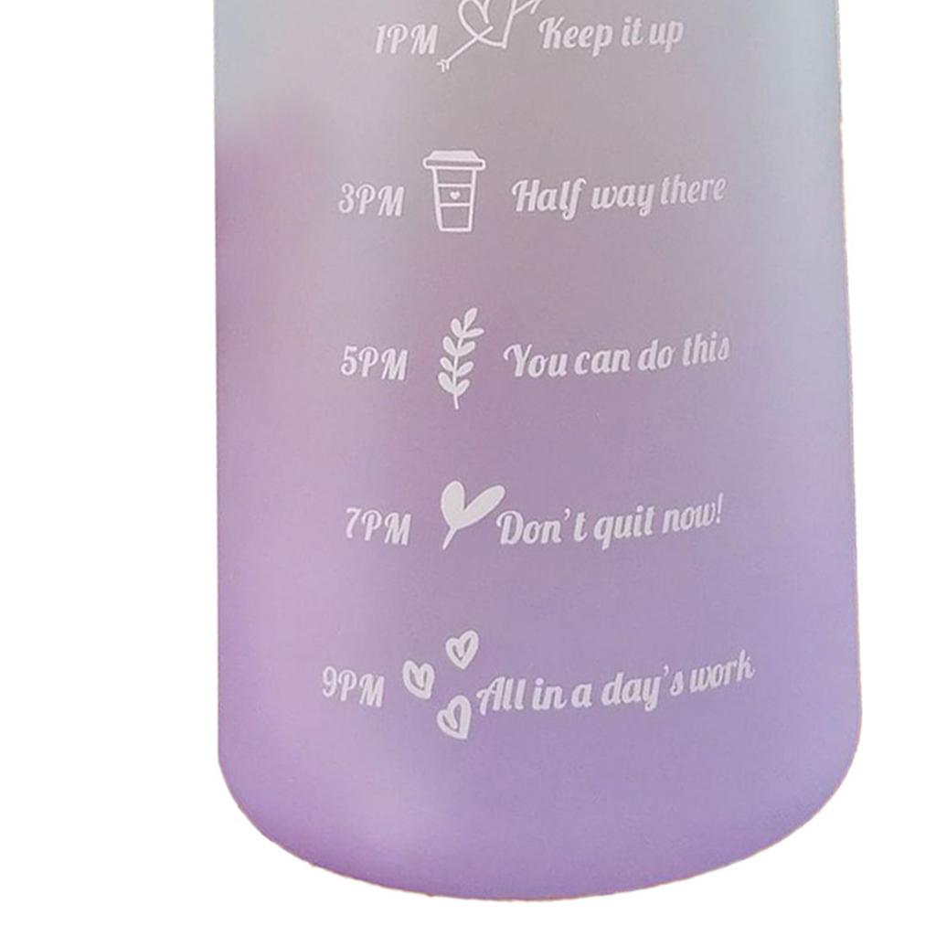 Straw Bottle Leakage Proof Frosted Gradient Color One Click Open Sports Water Cup with Handle Clear Scale 2000ml Light Green